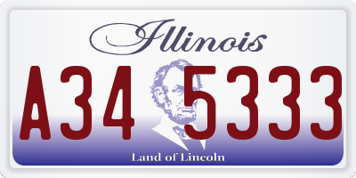 IL license plate A345333