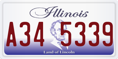 IL license plate A345339