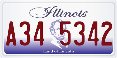 IL license plate A345342