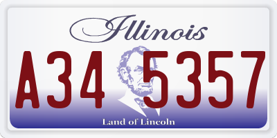 IL license plate A345357