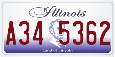 IL license plate A345362