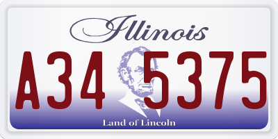 IL license plate A345375