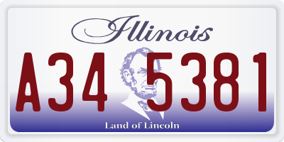 IL license plate A345381