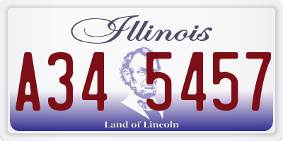 IL license plate A345457