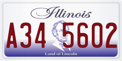 IL license plate A345602