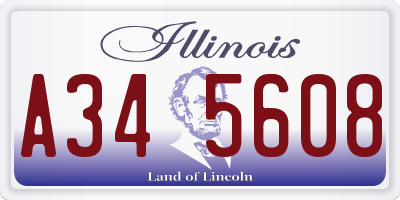 IL license plate A345608