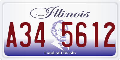 IL license plate A345612