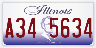 IL license plate A345634