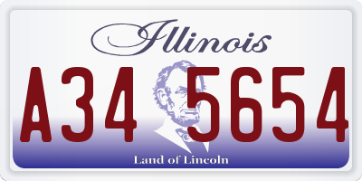 IL license plate A345654