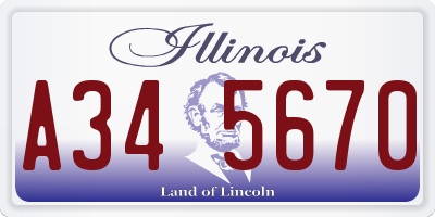 IL license plate A345670