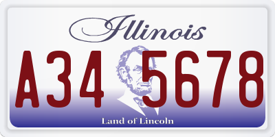 IL license plate A345678