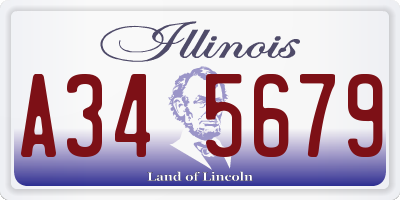 IL license plate A345679