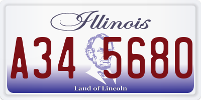 IL license plate A345680