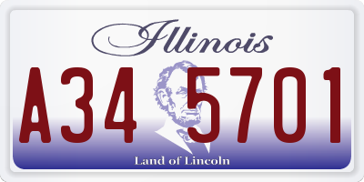 IL license plate A345701