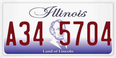 IL license plate A345704