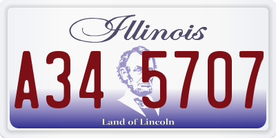 IL license plate A345707