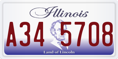 IL license plate A345708
