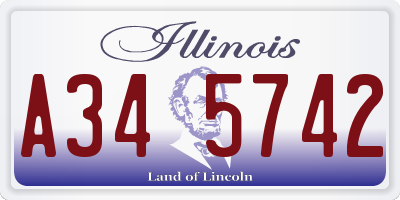 IL license plate A345742