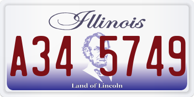 IL license plate A345749