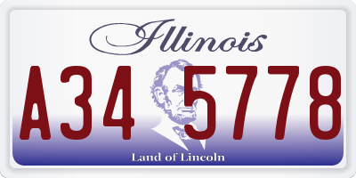 IL license plate A345778