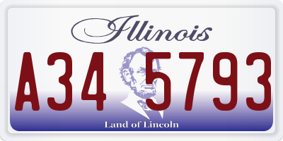 IL license plate A345793
