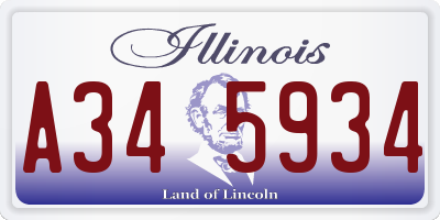 IL license plate A345934