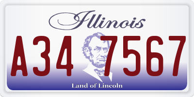 IL license plate A347567
