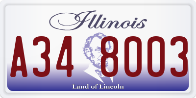 IL license plate A348003