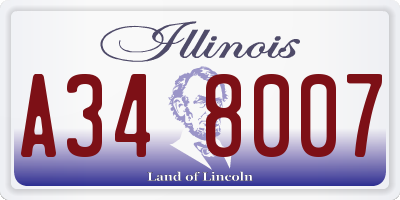 IL license plate A348007