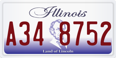 IL license plate A348752