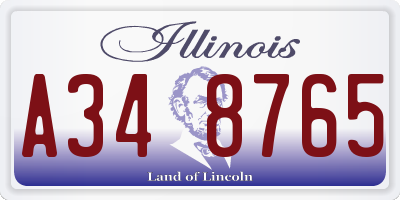IL license plate A348765