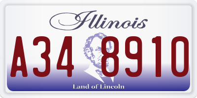 IL license plate A348910