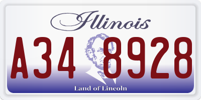 IL license plate A348928