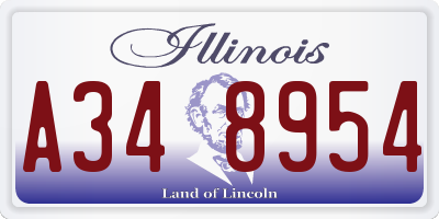 IL license plate A348954
