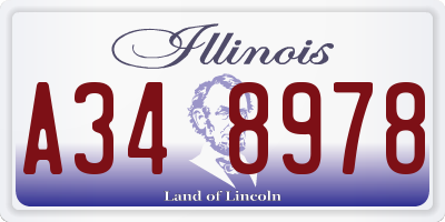 IL license plate A348978