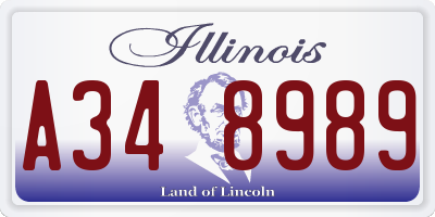 IL license plate A348989