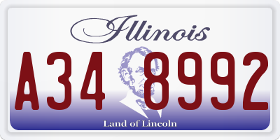 IL license plate A348992
