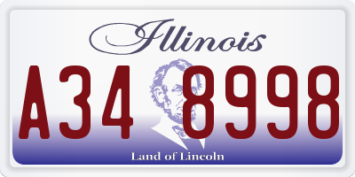 IL license plate A348998