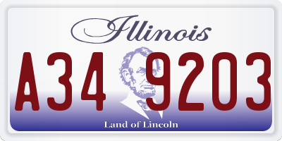 IL license plate A349203