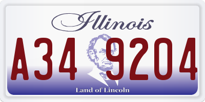 IL license plate A349204
