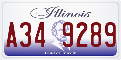 IL license plate A349289