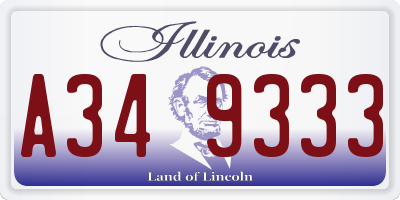 IL license plate A349333
