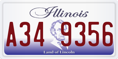 IL license plate A349356