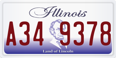 IL license plate A349378