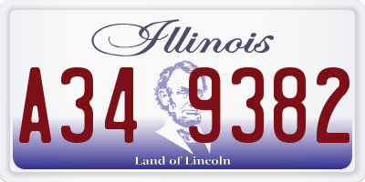 IL license plate A349382