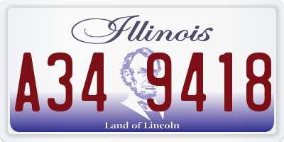 IL license plate A349418