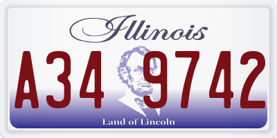 IL license plate A349742