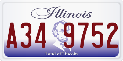 IL license plate A349752