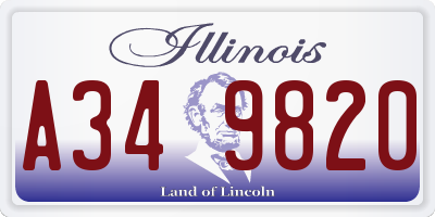 IL license plate A349820