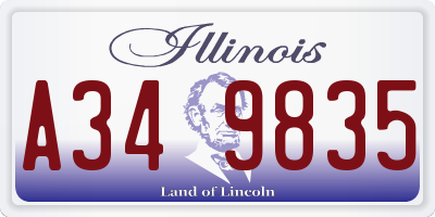 IL license plate A349835